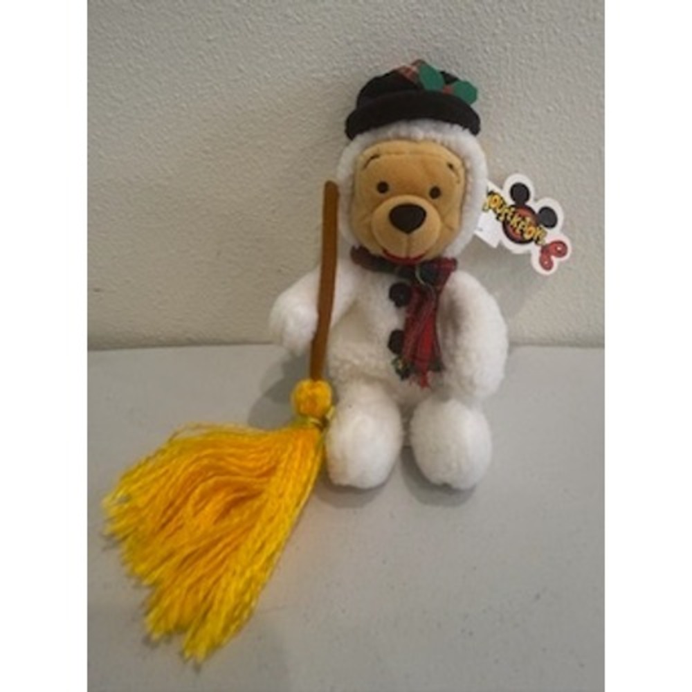 Disney Mouseketoys Winnie the Pooh Snowman Mini Bean Bag Plush 8 Inch Holiday